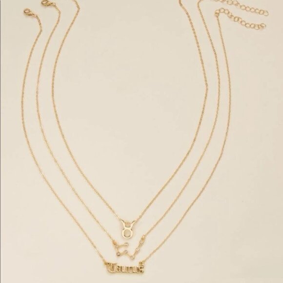 New Gold Taurus Zodiac Constellation Necklace Set of 3 - Picture 4 of 7